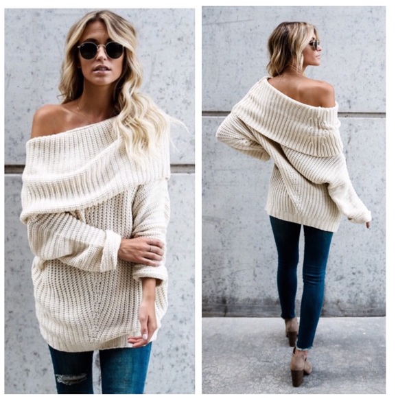 BEAUX- Dolman Fold Over Sweater - Picture 4 of 6